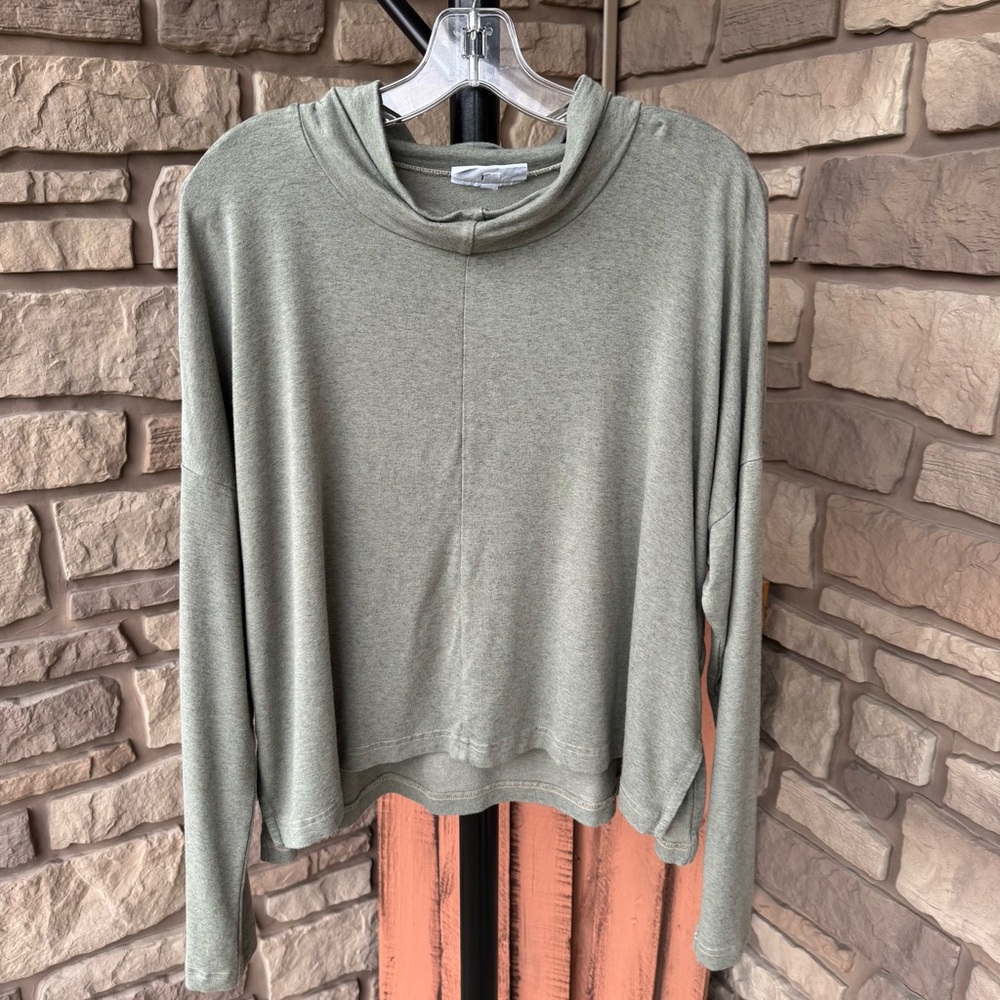Bryn Walker Siro Rayon Cowl Neck Boxy Long Sleeve Top